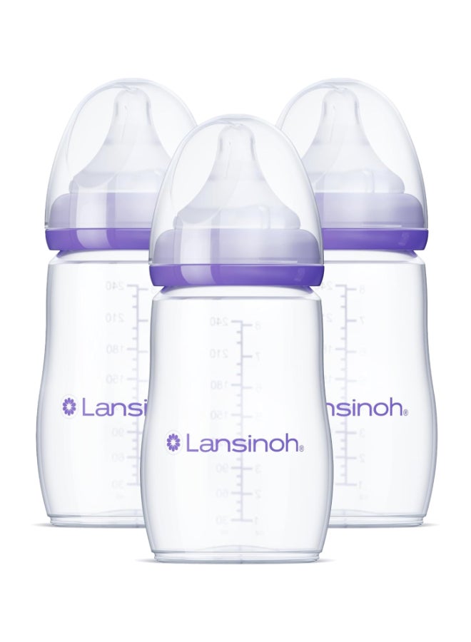 Lansinoh - Feeding Bottles With Naturalwaveâ® Nipple, Medium Flow, 3 Bottles, 8 Oz (240 Ml) Each - Image 1