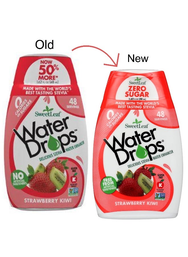 Wisdom natural - Water Drops, Delicious Stevia Water Enhancer, Strawberry Kiwi, 1.62 fl oz Packaging May Vary 48ml - Image 1