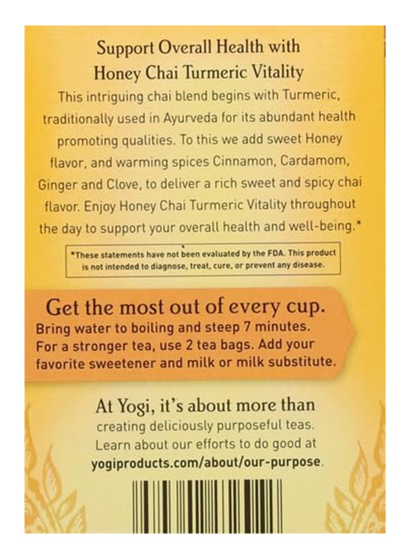 Yogi Tea - Honey Chai Turmeric Vitality Tea 16 Bags 32grams - Image 1