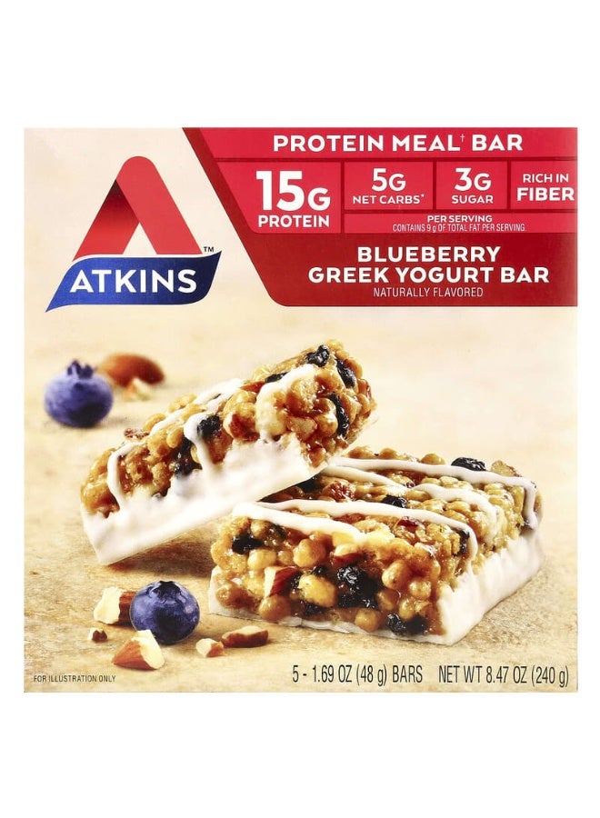 Atkins Pack Of 5 Blueberry Greek Yogurt Bar  - Image 1