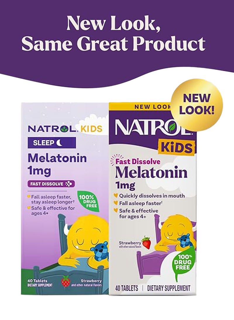 Natrol Kids Melatonin 1mg, Fast Dissolve 40 Tablets, Packaging may vary - Image 1
