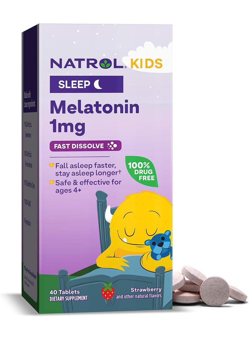 Natrol Kids Melatonin 1mg, Fast Dissolve 40 Tablets, Packaging may vary - Image 2