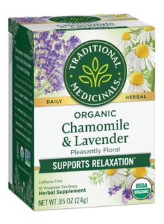 Traditional Medicinals Organic Chamomile and Lavender, Supports Relaxation, Caffeine Free, 16 Tea Bags  - Image 1