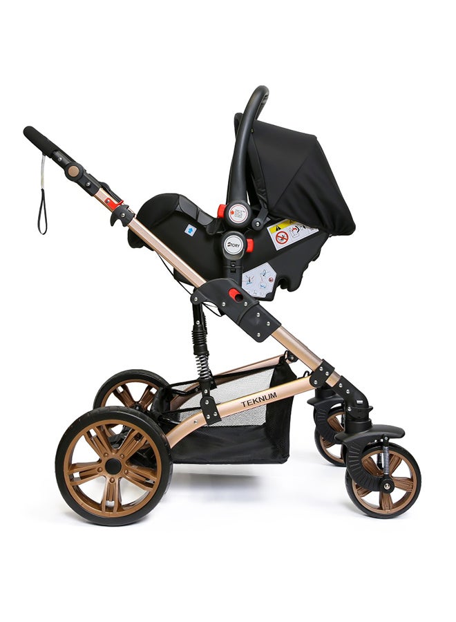 TEKNUM - 3 In1 Pram Stroller, Sleeping Bassinet And Extra Wide Seat With Wide Canopy For Baby Grey - Image 1