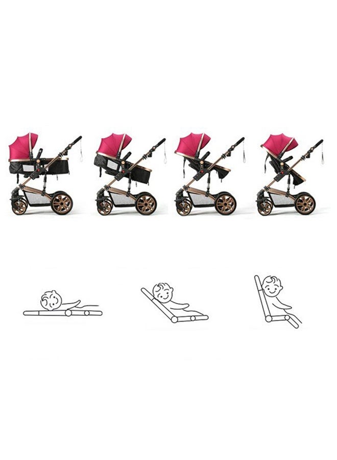 TEKNUM 3 In1 Pram Stroller, Sleeping Bassinet And Extra Wide Seat With Wide Canopy For Baby Wine  - Image 5