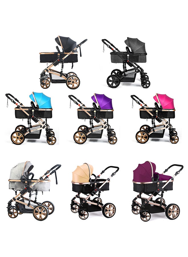 TEKNUM - 3 In1 Pram Stroller, Sleeping Bassinet And Extra Wide Seat With Wide Canopy For Baby Black - Image 1