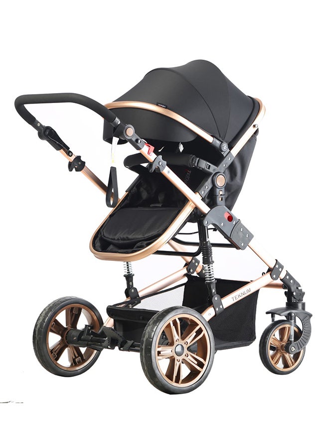 3 In1 Pram Stroller, Sleeping Bassinet And Extra Wide Seat With Wide Canopy For Baby Black - pnsku/N37396284A/45/_/1737965155/08898204-10e3-480f-9bf4-cce47b8aec27