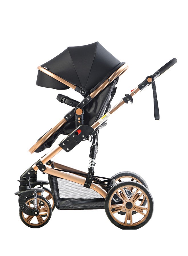 3 In1 Pram Stroller, Sleeping Bassinet And Extra Wide Seat With Wide Canopy For Baby Black - pnsku/N37396284A/45/_/1737965156/07a7ce53-4ef7-4ba0-972e-5328430a9134