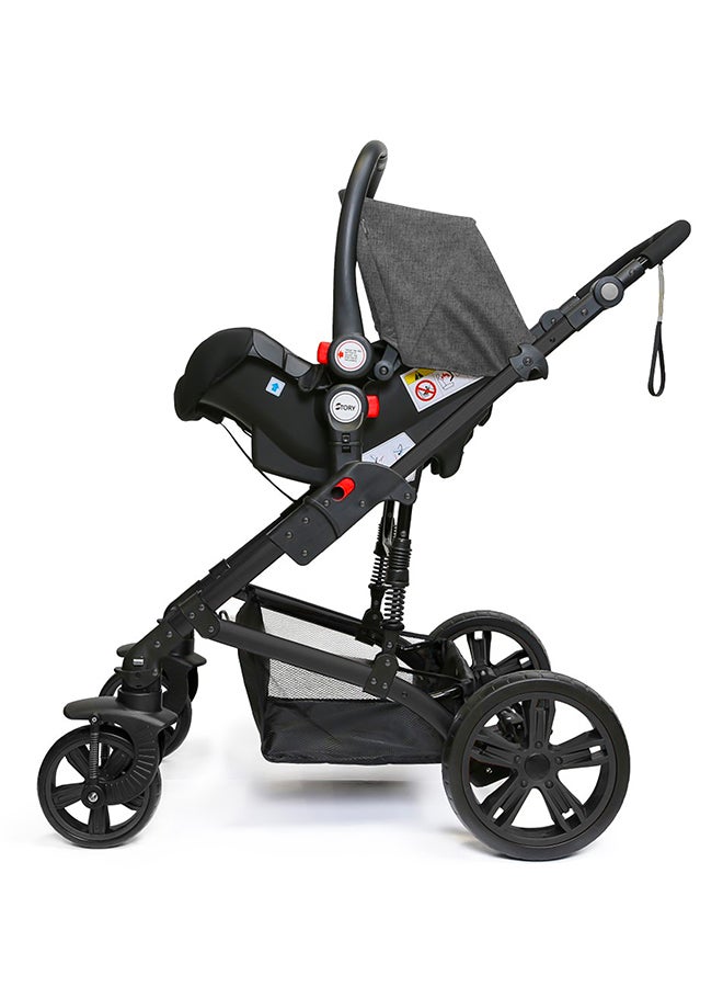3 In1 Pram Stroller, Sleeping Bassinet And Extra Wide Seat With Wide Canopy For Baby Black - pnsku/N37396284A/45/_/1737965158/f10738f6-4612-4011-917a-d16474e4738f