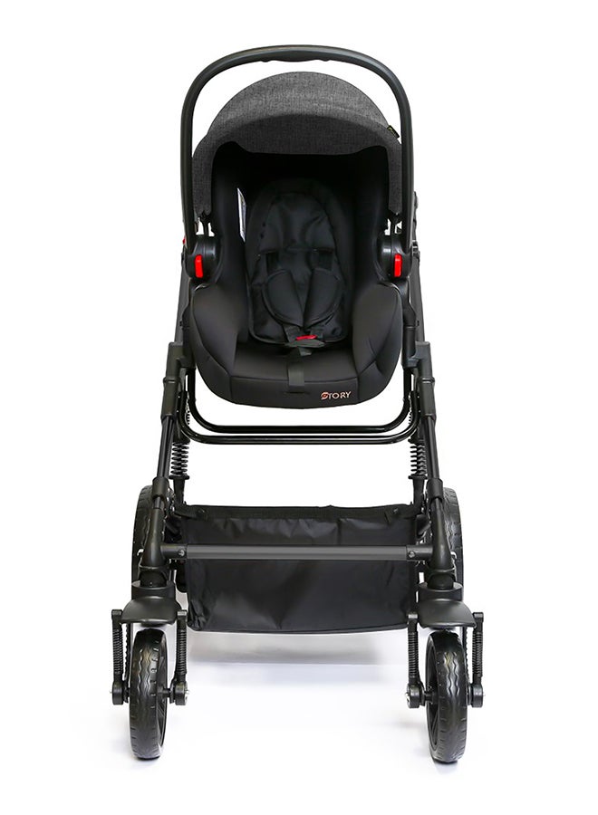 3 In1 Pram Stroller, Sleeping Bassinet And Extra Wide Seat With Wide Canopy For Baby Black - pnsku/N37396284A/45/_/1737965161/3616b7bb-9051-4678-a84d-d98fb1500be9