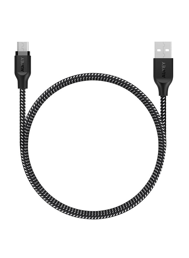 Aukey Braided Nylon USB 2.0 to Micro USB Cable 2M AM2 Black - Image 3