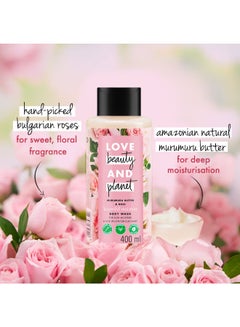 love beauty and planet Murumuru Butter And Rose Moisturising Creme Body Wash, Sulphate And Paraben Free 400ml  - Image 3
