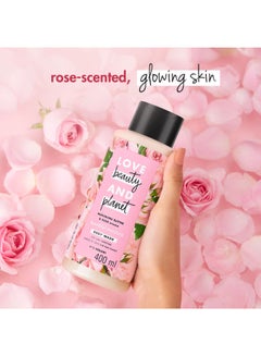love beauty and planet Murumuru Butter And Rose Moisturising Creme Body Wash, Sulphate And Paraben Free 400ml  - Image 2