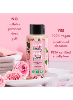 love beauty and planet Murumuru Butter And Rose Moisturising Creme Body Wash, Sulphate And Paraben Free 400ml  - Image 4