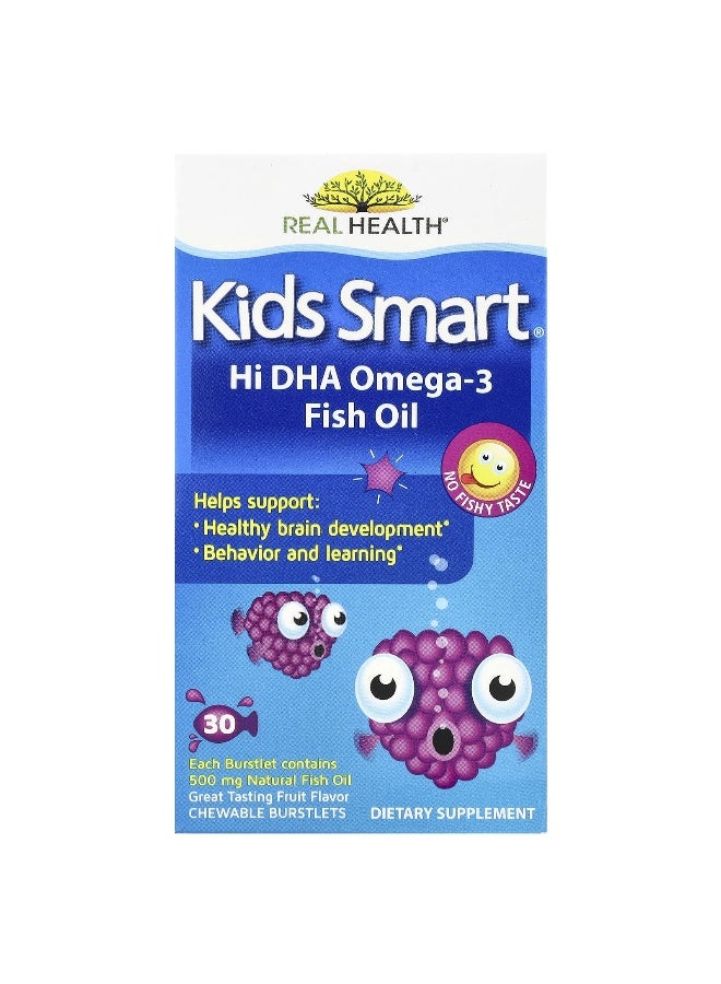 Kids Smart, زيت السمك Hi DHA-Omega 3، نكهة فواكه رائعة المذاق، 30 كبسولة قابلة للمضغ - pnsku/N37450155A/45/_/1741682937/cc0138dc-1ba2-4c50-a29c-a3fa02cc98b8