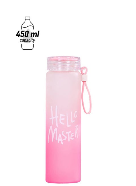 Hello Master Borosilicate Glass Water Bottle Pink 450ml
