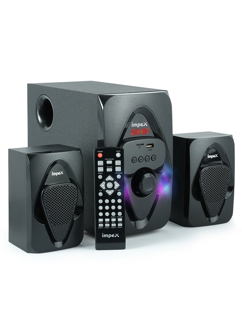 Micro R1 2.1 Channel Multimedia Speaker System With 2000 W PMPO RMS Power, 4-inch Subwoofer, Bluetooth, USB, AUX, FM/MP3/TF, Remote Control, And LED Display HT 2115 Black - pnsku/N37506937A/45/_/1721996934/b6a6afdc-b201-405a-9e92-5769fc2d3b9d