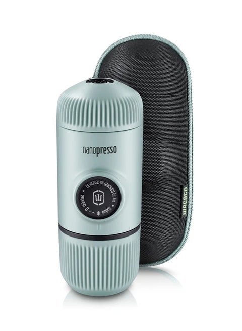 Nanopresso Portable Espresso Maker Bundled with Protective Case | 18 Bar Pressure (260 PSI), Compact Travel Coffee Maker, Manually Operated | Works with Ground Coffee Arctic Blue