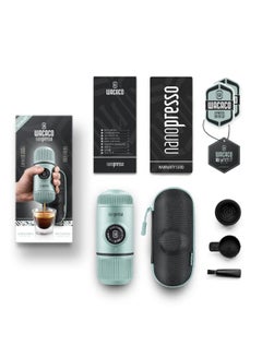 WACACO Nanopresso Portable Espresso Maker Bundled with Protective Case | 18 Bar Pressure (260 PSI), Compact Travel Coffee Maker, Manually Operated | Works with Ground Coffee Arctic Blue  - Image 2