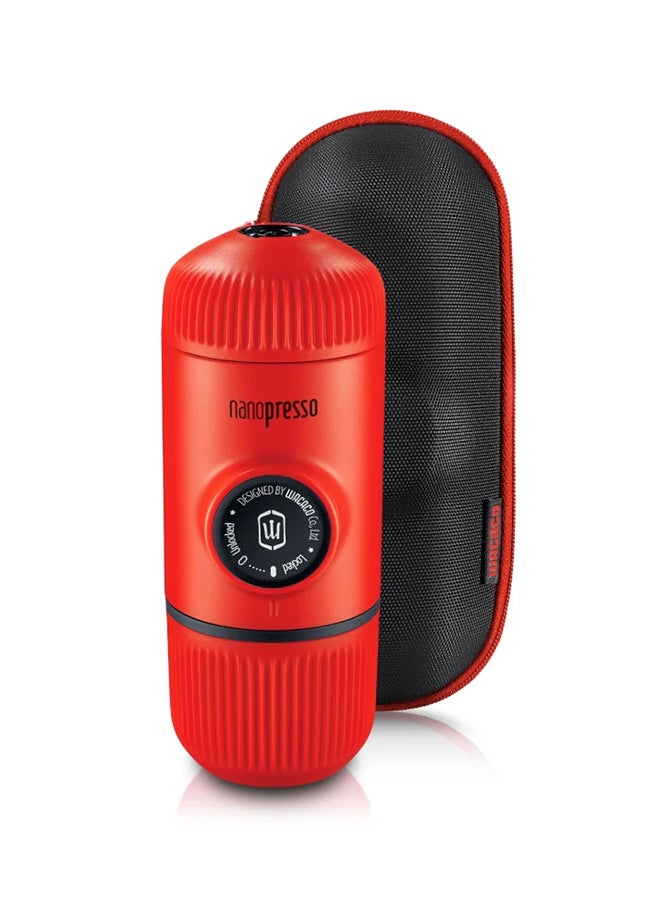 WACACO - Nanopresso Portable Espresso Maker Bundled with Protective Case | 18 Bar Pressure (260 PSI), Compact Travel Coffee Maker, Manually Operated | Works with Ground Coffee Lava Red - Image 1