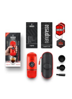 WACACO Nanopresso Portable Espresso Maker Bundled with Protective Case | 18 Bar Pressure (260 PSI), Compact Travel Coffee Maker, Manually Operated | Works with Ground Coffee Lava Red  - Image 2