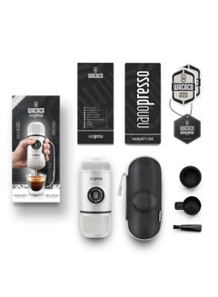 WACACO Nanopresso Portable Espresso Maker Bundled with Protective Case | 18 Bar Pressure (260 PSI), Compact Travel Coffee Maker, Manually Operated | Works with Ground Coffee Chill White  - Image 2