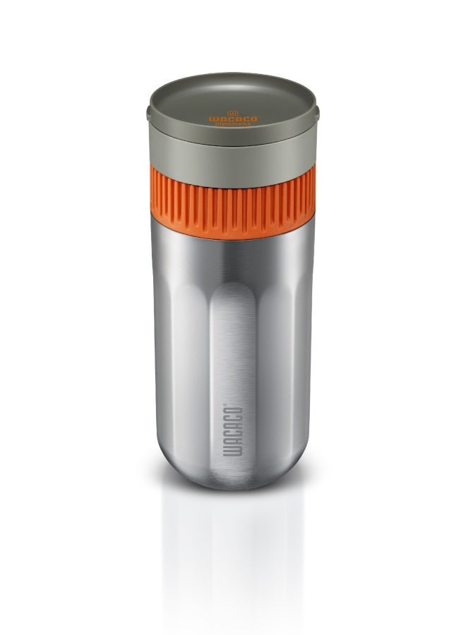 WACACO - Pipamoka All-in-one Vacuum Pressured Portable Coffee Maker | Works with Ground Coffee | Stainless Steel - Silver/Orange 300ml Silver/Orange 300ml - Image 1