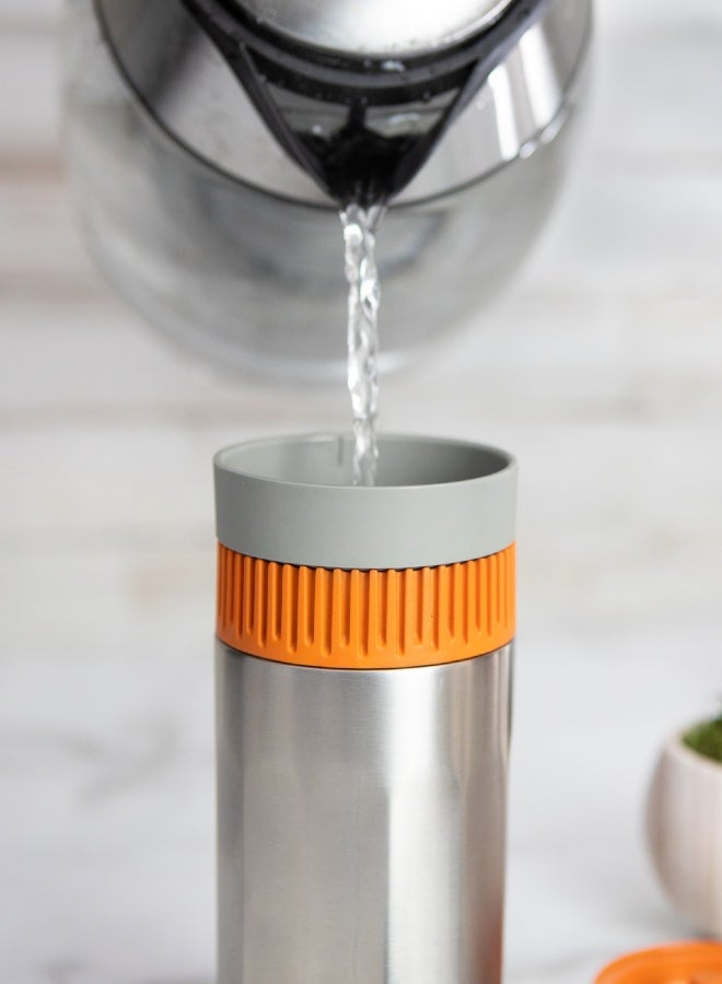 WACACO Pipamoka All-in-one Vacuum Pressured Portable Coffee Maker | Works with Ground Coffee | Stainless Steel - Silver/Orange 300ml Silver/Orange 300ml  - Image 3