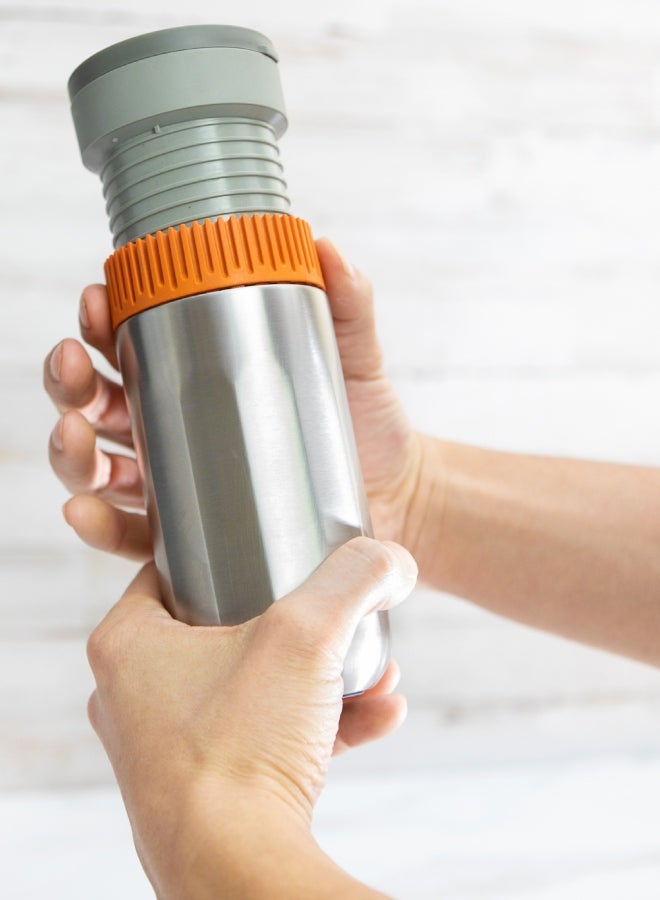 WACACO Pipamoka All-in-one Vacuum Pressured Portable Coffee Maker | Works with Ground Coffee | Stainless Steel - Silver/Orange 300ml Silver/Orange 300ml  - Image 5