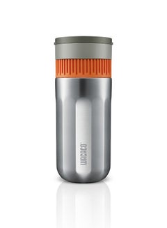 Pipamoka All-in-one Vacuum Pressured Portable Coffee Maker | Works with Ground Coffee | Stainless Steel - Silver/Orange 300ml Silver/Orange 300ml