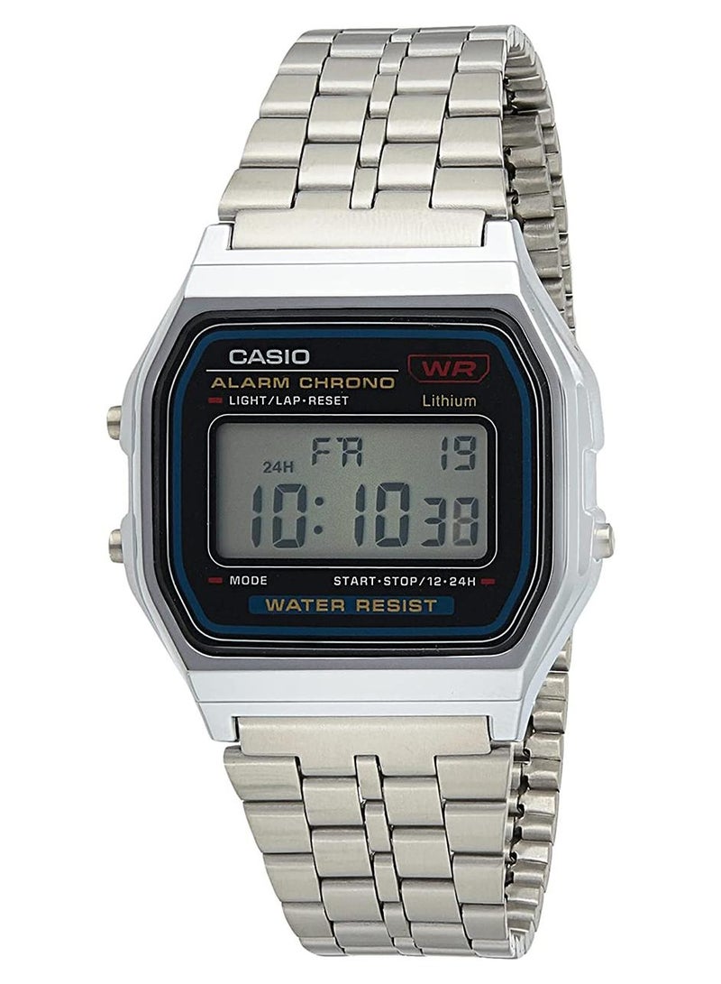 كاسيو مُجدد - ساعة رقمية بتصميم كلاسيكي وسوار من الإستانلس ستيل مقاومة للماء طراز A159WA-N1DF للرجال - Image 1