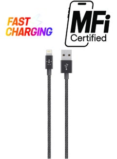 Braided iPhone Charging Cable, USB A To Lightning Cable, Boost Charge To USB For iPhone, iPad, Airpods, MFi-Certified Apple Cable, 1.2 M Black