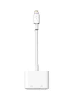 belkin MFi Certified Lightning Charging With  Dual Functionality Adapter For iPhone And iPad Pass Audio Headphones White  - Image 2
