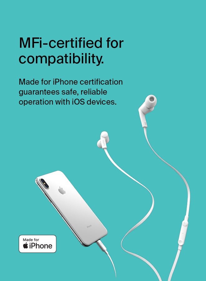 belkin - Belkin Soundform Headphones With Lightning Connector, Mfi Certified In-Ear Earphones Headset With Microphone, Earbuds With Water & Sweat Resistant For Iphone 13, Iphone 12 And More - White White - Image 1