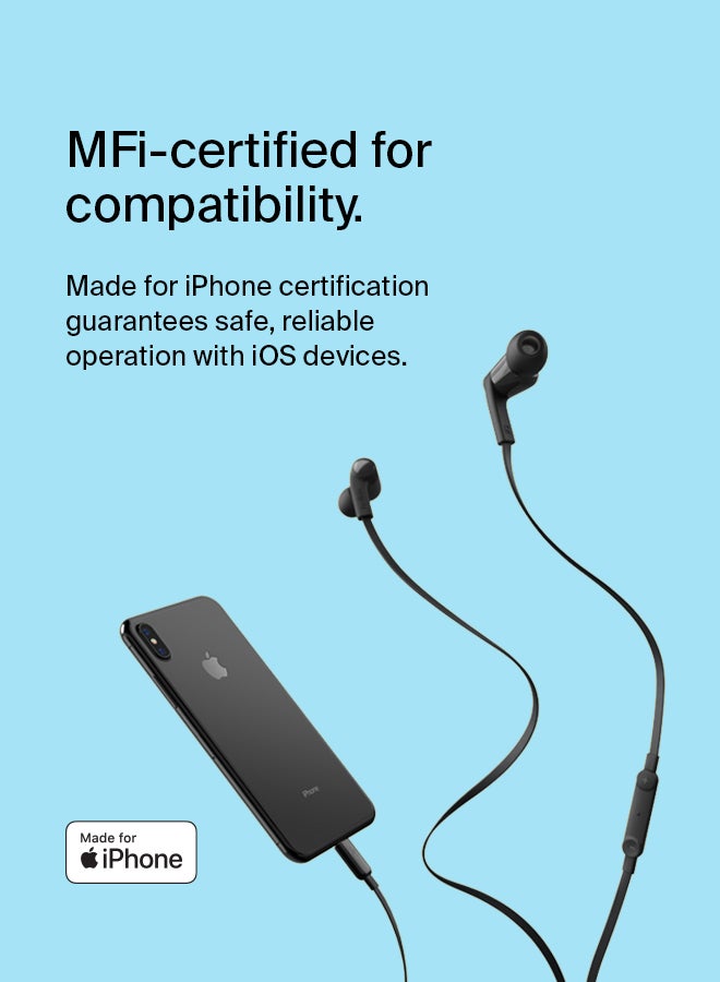 belkin - Belkin Soundform Headphones With Lightning Connector, Mfi Certified In-Ear Earphones Headset With Microphone, Earbuds With Water & Sweat Resistant For Iphone 13, Iphone 12 And More - Black Black - Image 1