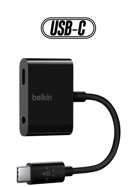 RockStar 3.5mm Audio With USB-C Charge Adapter Black