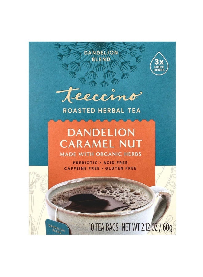 teeccino Roasted Herbal Tea, Dandelion Caramel Nut, 10 Tea Bags, 2.12 oz (60 g) - Image 2