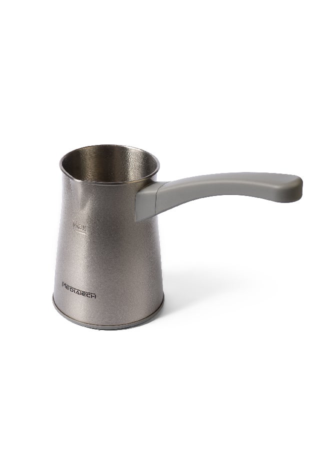 Mediatech Turkish Coffee Maker, 5 Cups, Stainless Steel Heater 400 ml 1000 W MT-11 Silver - Image 4