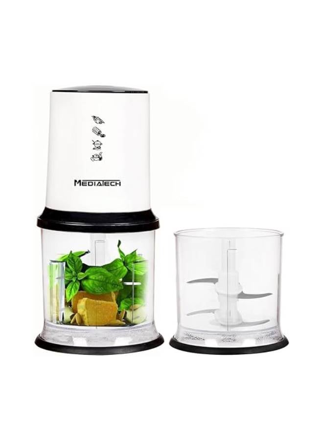 Media Tech Chopper, Copper Motor, 0.5 Litter ,4 Stainless Steel Blades 500 ml 500 W MT-3001 White/Grey - Image 1