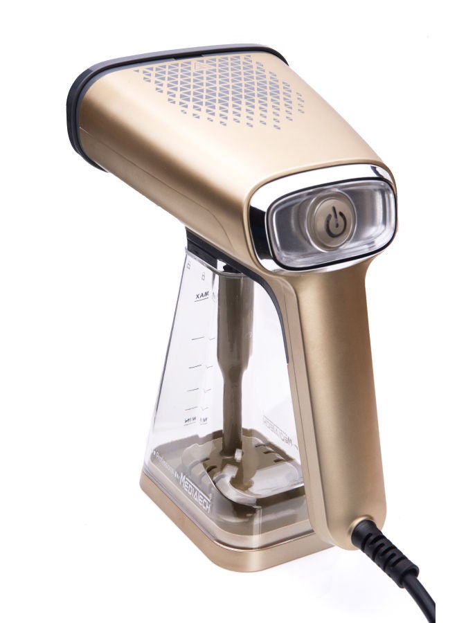 Mediatech - Handheld Garment Steamer(Antibacterial) , 350 ML Tank, Steam Output Up to 25 g/Min , Rapid 15-Second Heat Up, Sanitizing - 1200 W MT-55 Gold/Clear/Silver - Image 1