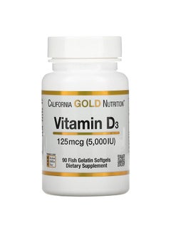 Vitamin D3 Fish Gelatin Dietary Supplement - 90 Softgels