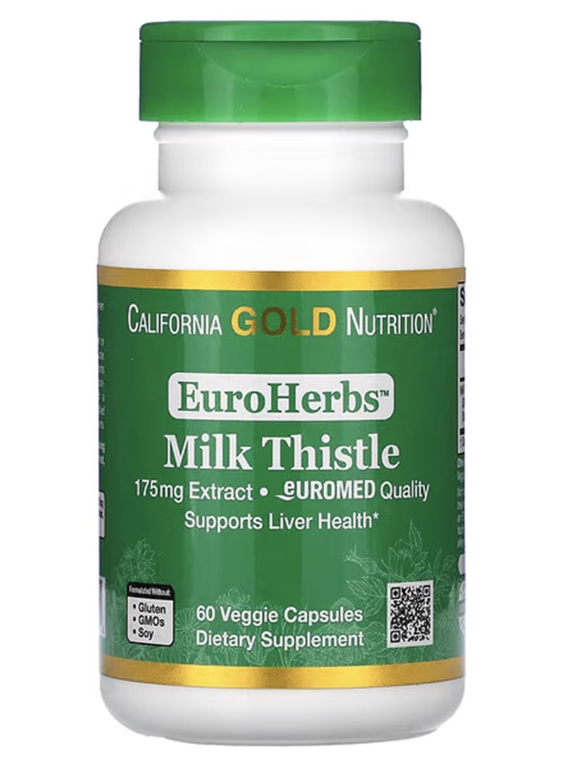 California Gold Nutrition EuroHerbs Milk Thistle Liver Health - 60 Capsules 