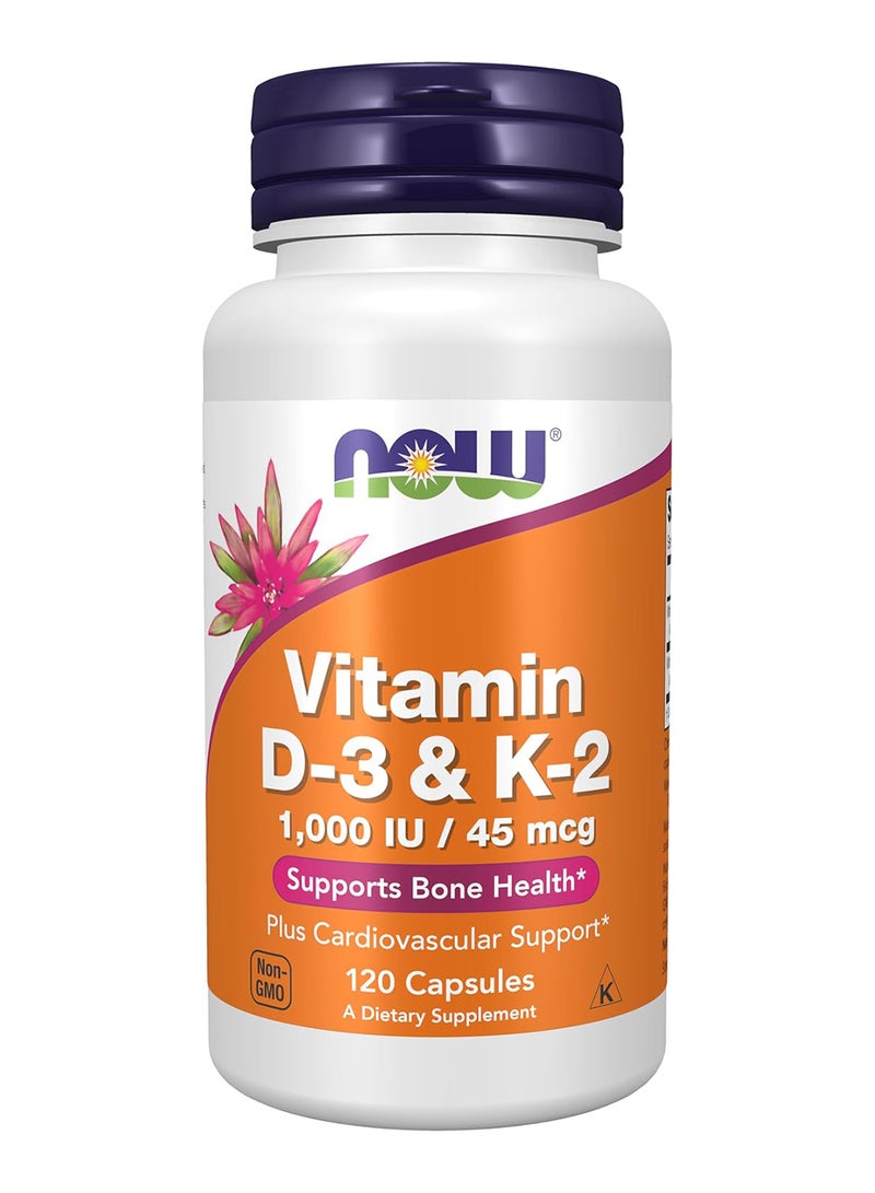 Now Foods - Vitamin D3 And K2, 1,000 Iu/45 Mcg, 120 Capsules - Image 1