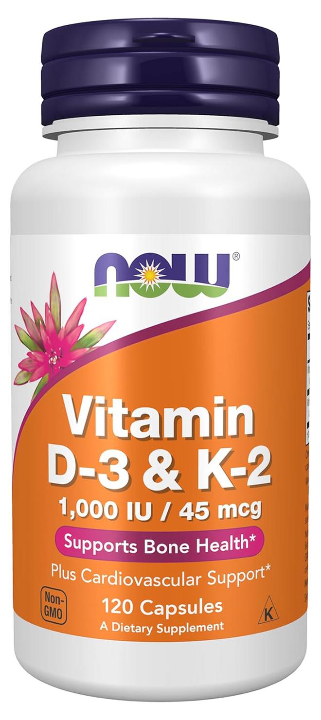 Now Foods Vitamin D3 And K2, 1,000 Iu/45 Mcg, 120 Capsules - Image 1