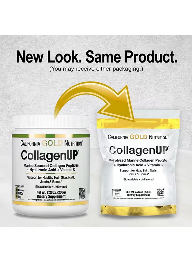 California Gold Nutrition - Collagenup Marine Collagen + Hyaluronic Acid + Vitamin C Unflavored 206G - Image 1