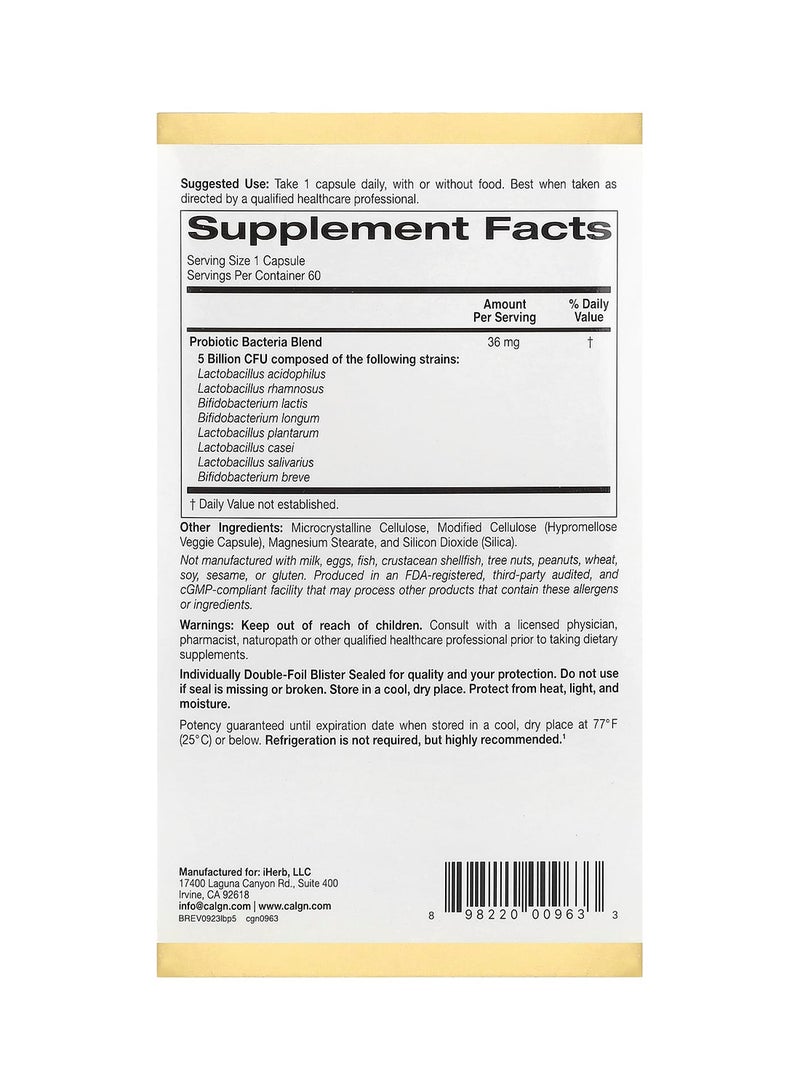 California Gold Nutrition - Lactobif 5 Probiotics 5 Billion Cfu 60 Veggie Capsules Packaging May Vary - Image 1