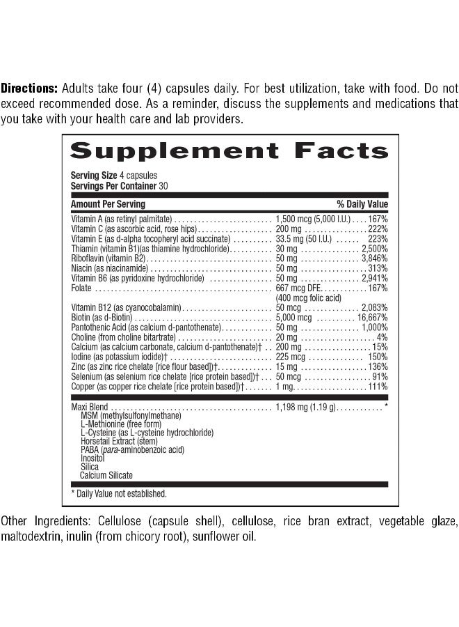 Country Life Maxi Hair Plus Supplement - 120 Capsules - Image 2