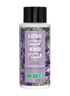 love beauty and planet Argan Oil And Lavender Sulphate, Paraben And Dye Free Shampoo For Dry And Frizzy Hair 400ml  - Image 1