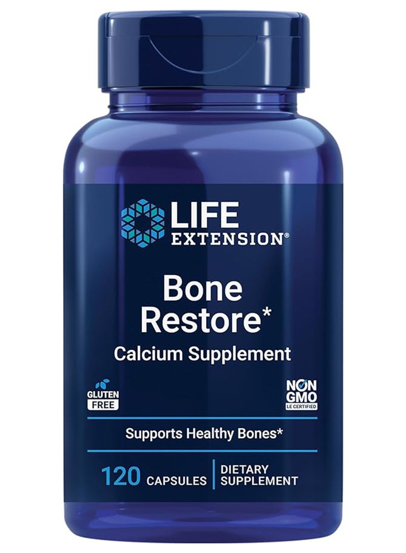 Life Extension Bone Restore Calcium Supplement Non-GMO, Gluten-Free 120 Capsules - Image 1