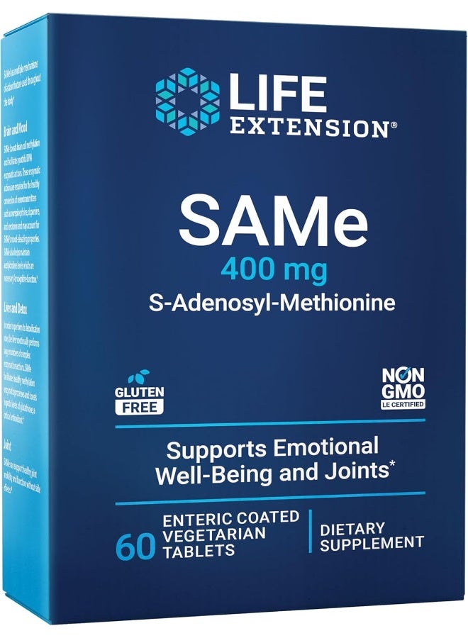 Life Extension SAMe Support Joint Health And Emotional Well Being - 60 Enteric Coated Tablets - Image 1